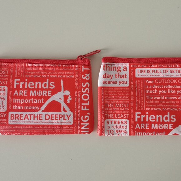 New LULULEMON Red Manifesto Coin Purse ID Card Mini Pouch OS, Set of 2 - Picture 1 of 4